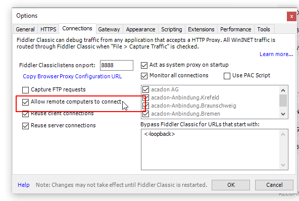 Fiddler Classic Settings